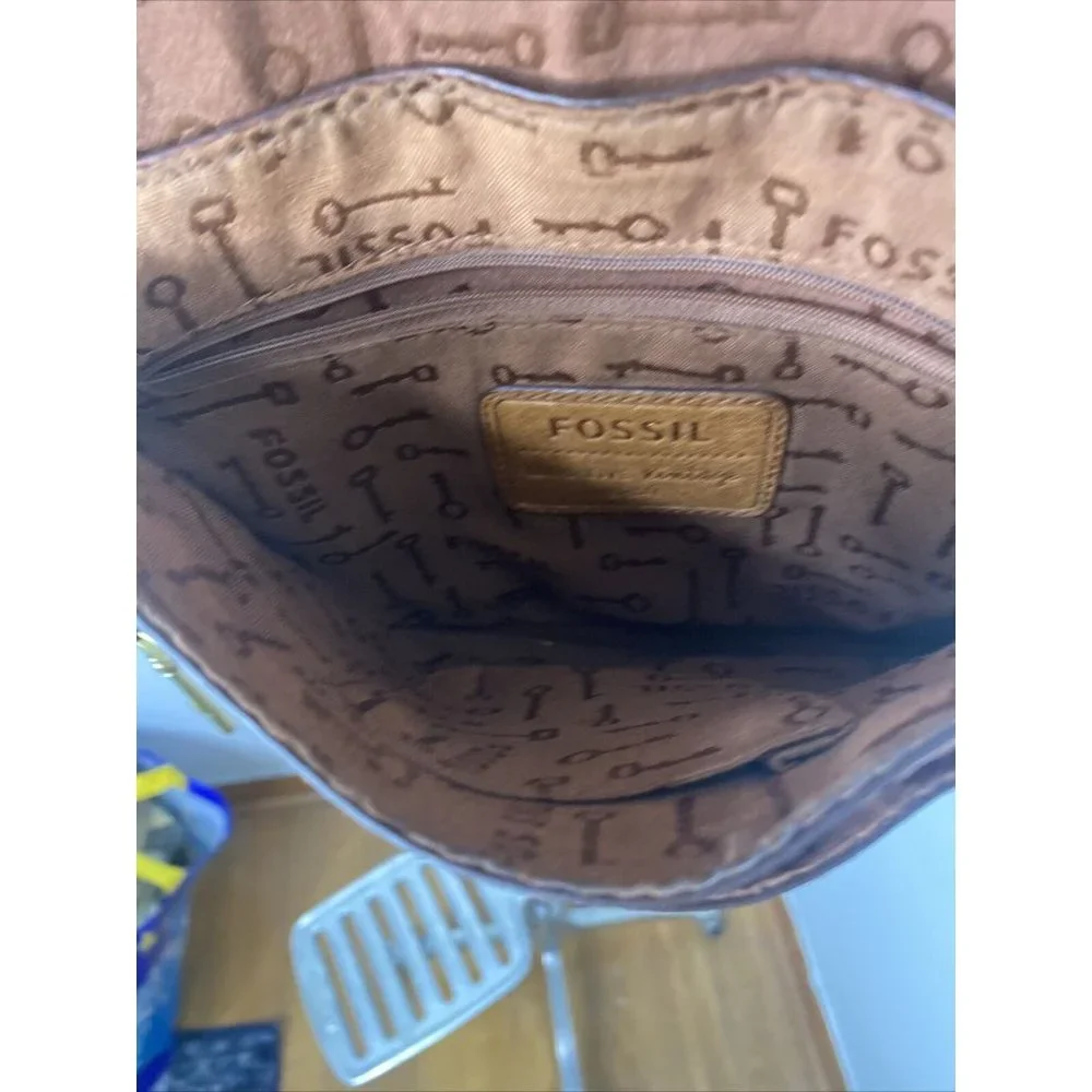 FOSSIL Brown Leather Crossbody Shoulder Bag Purse Handbag - Picture 6 of 9